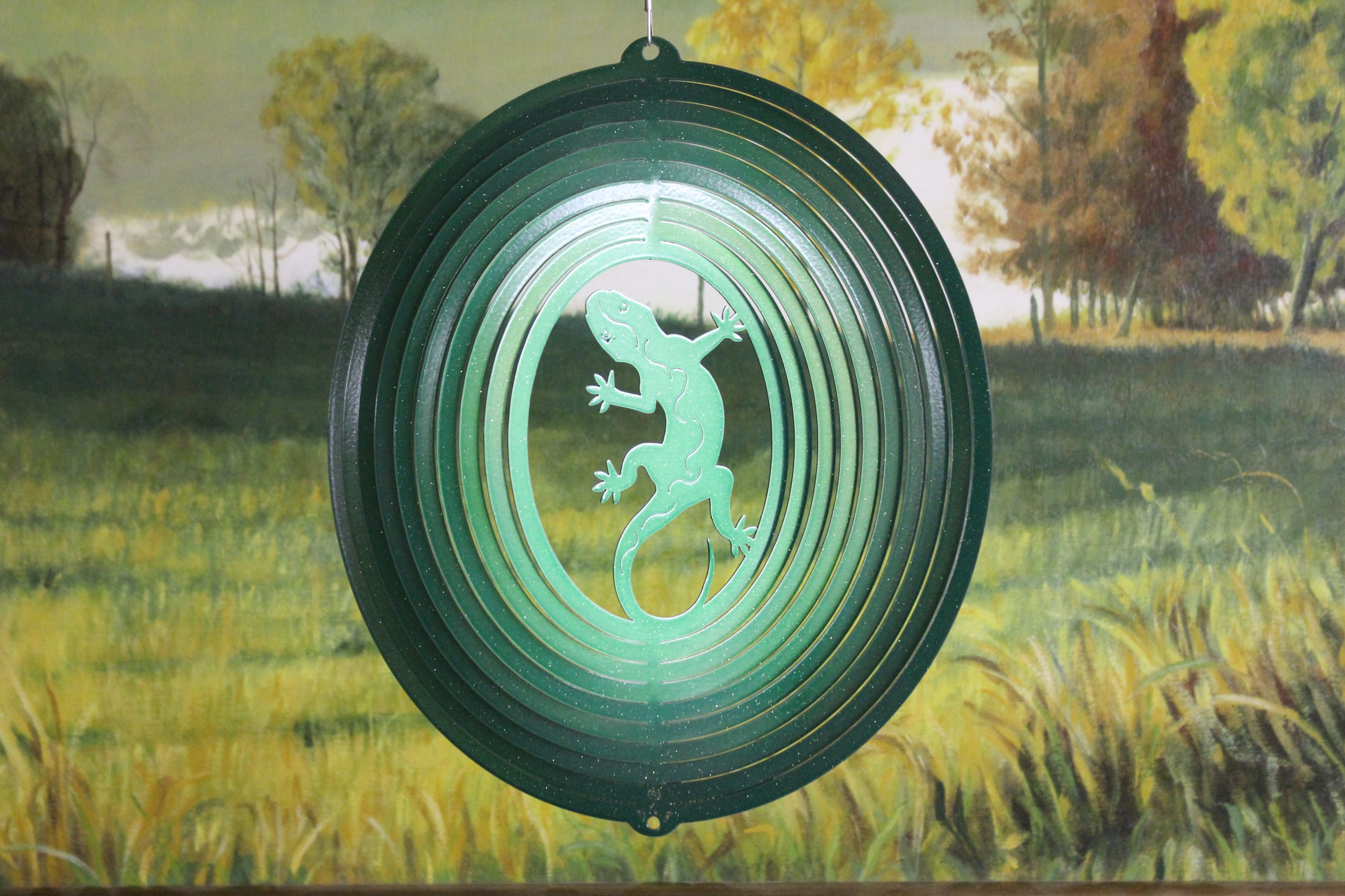 Green Starlight Dakota Steel Art 12 Palm Tree Wind Spinner 