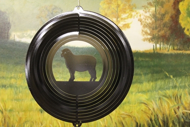 12" Sheep Wind Spinner - Black Starlight 12 inch, wind spinners, 12", made in usa