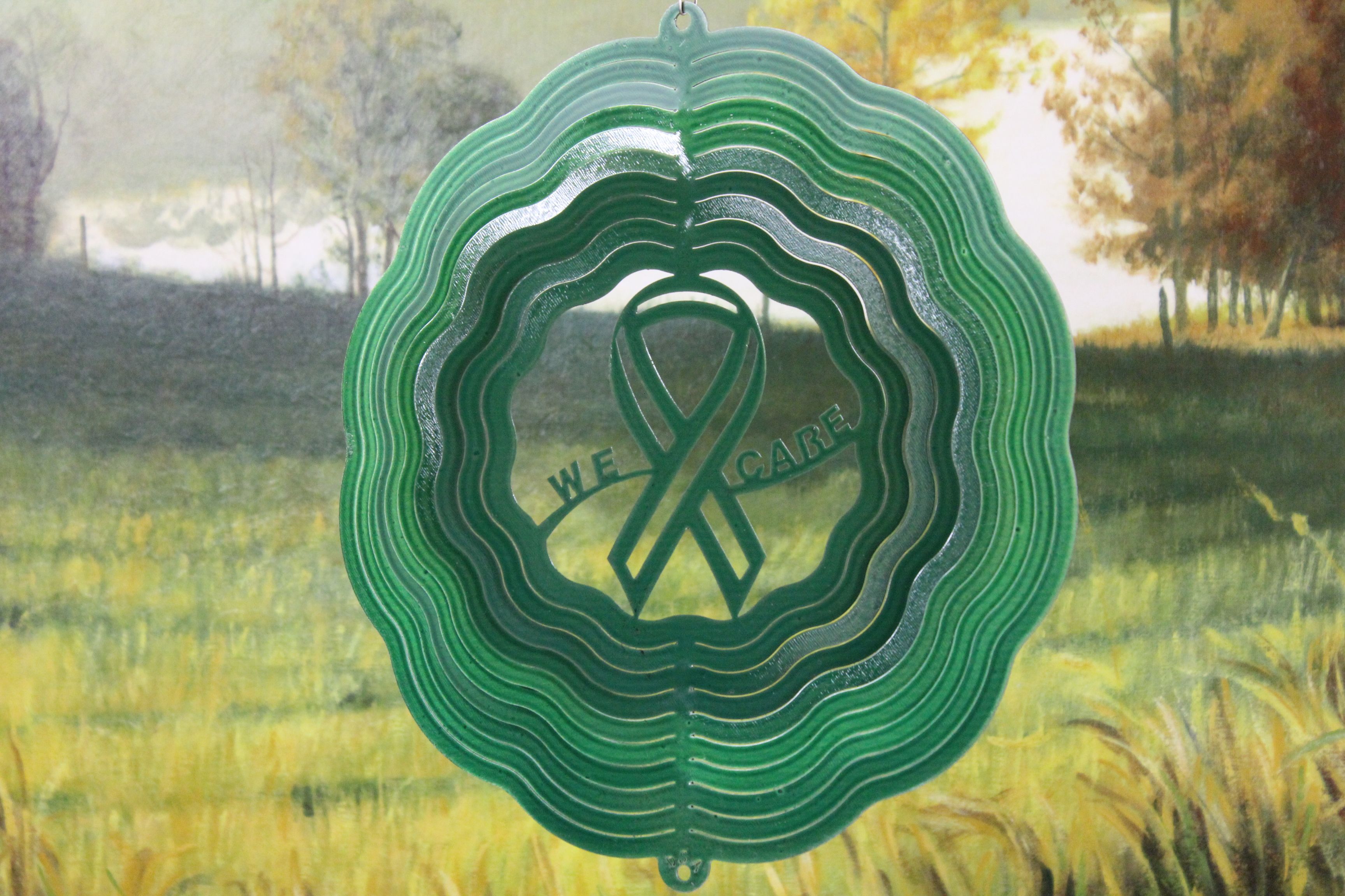 34206-12inchWeCareRibbon-Green-Printed